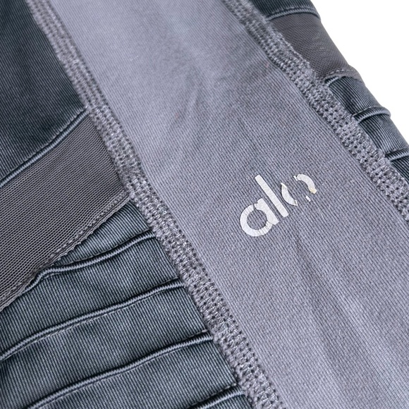 alo High Waist Moto Legging Gray Mixed Media Panel XS 2 4 - Picture 2 of 14
